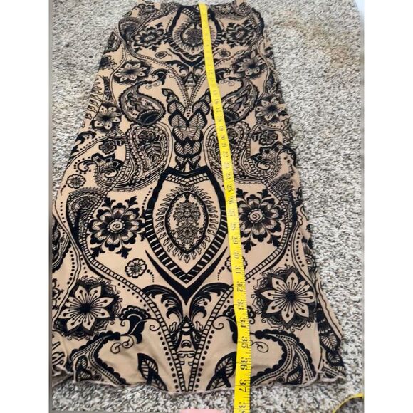 Shein Womens Beige Black Velvet Burnout Maxi Skirt Sz M Whimsigoth Gothic - Picture 7 of 7